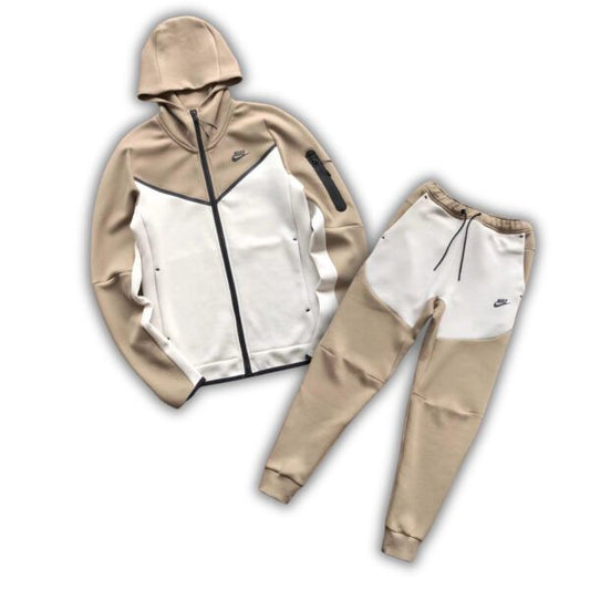 NK TECH FLEECE – ALMOND BROWN/WHITE (complete)